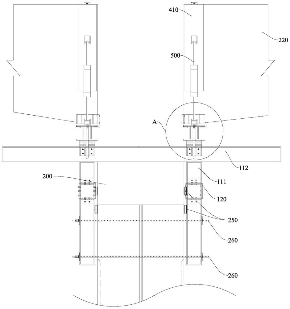 Riding-hung bearing structure and construction method of simply supported first and then continuous bridge