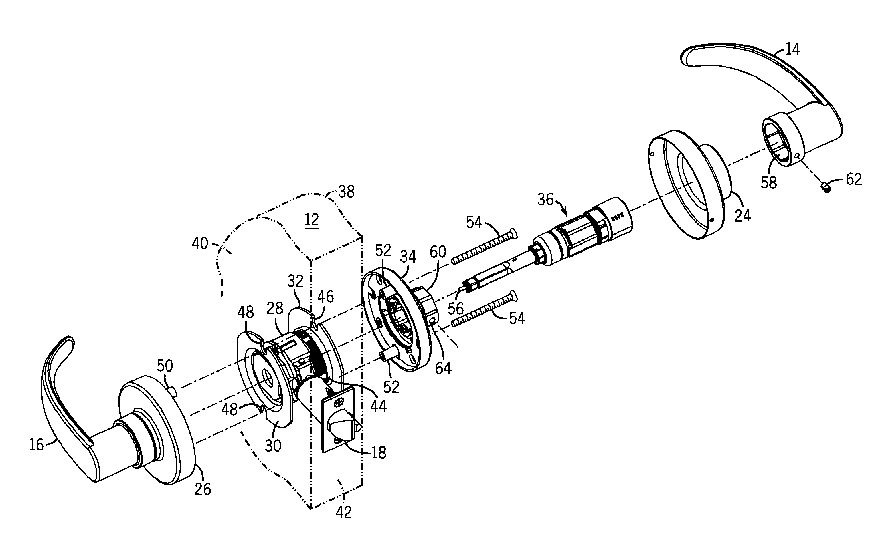 Electronic access control handle set for a door lock