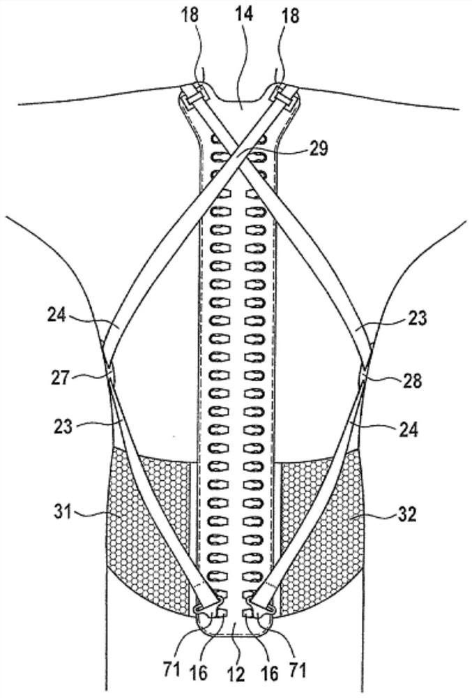 Reclining orthosis with tightening straps