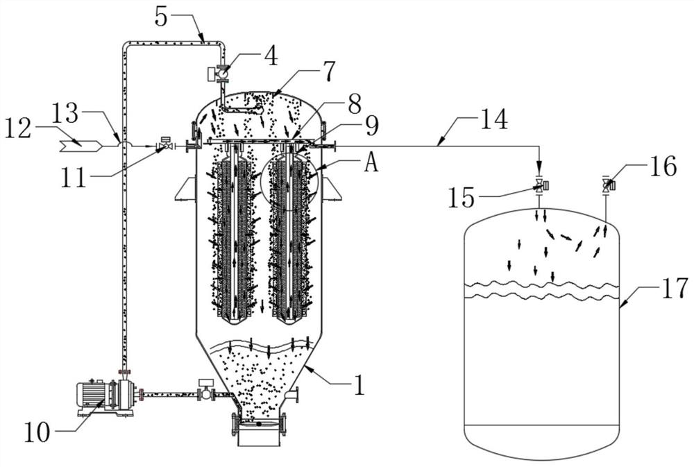 High-efficiency residual liquid treatment device for spraying and filtering and using method of high-efficiency residual liquid treatment device