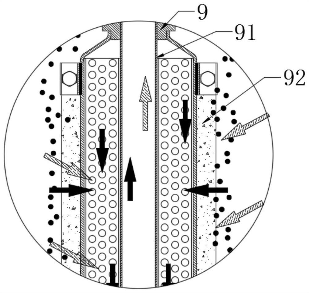 High-efficiency residual liquid treatment device for spraying and filtering and using method of high-efficiency residual liquid treatment device