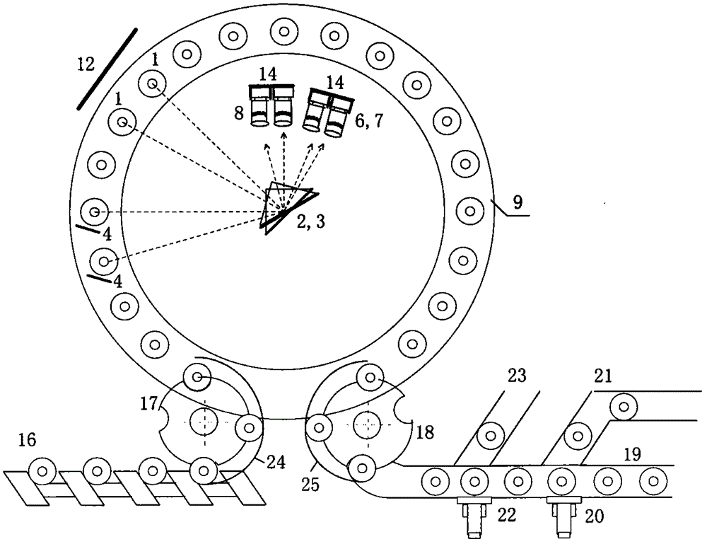 Bottled liquid foreign body detection method and detection device based on reflected optical path design