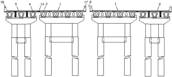 Long-united bridge widening splicing structure and construction method thereof