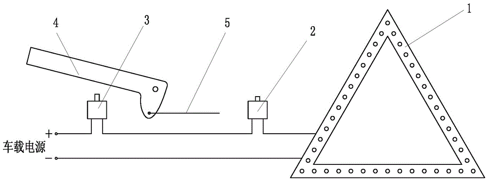 Automatic triangular warning lamp device for motor vehicle parking