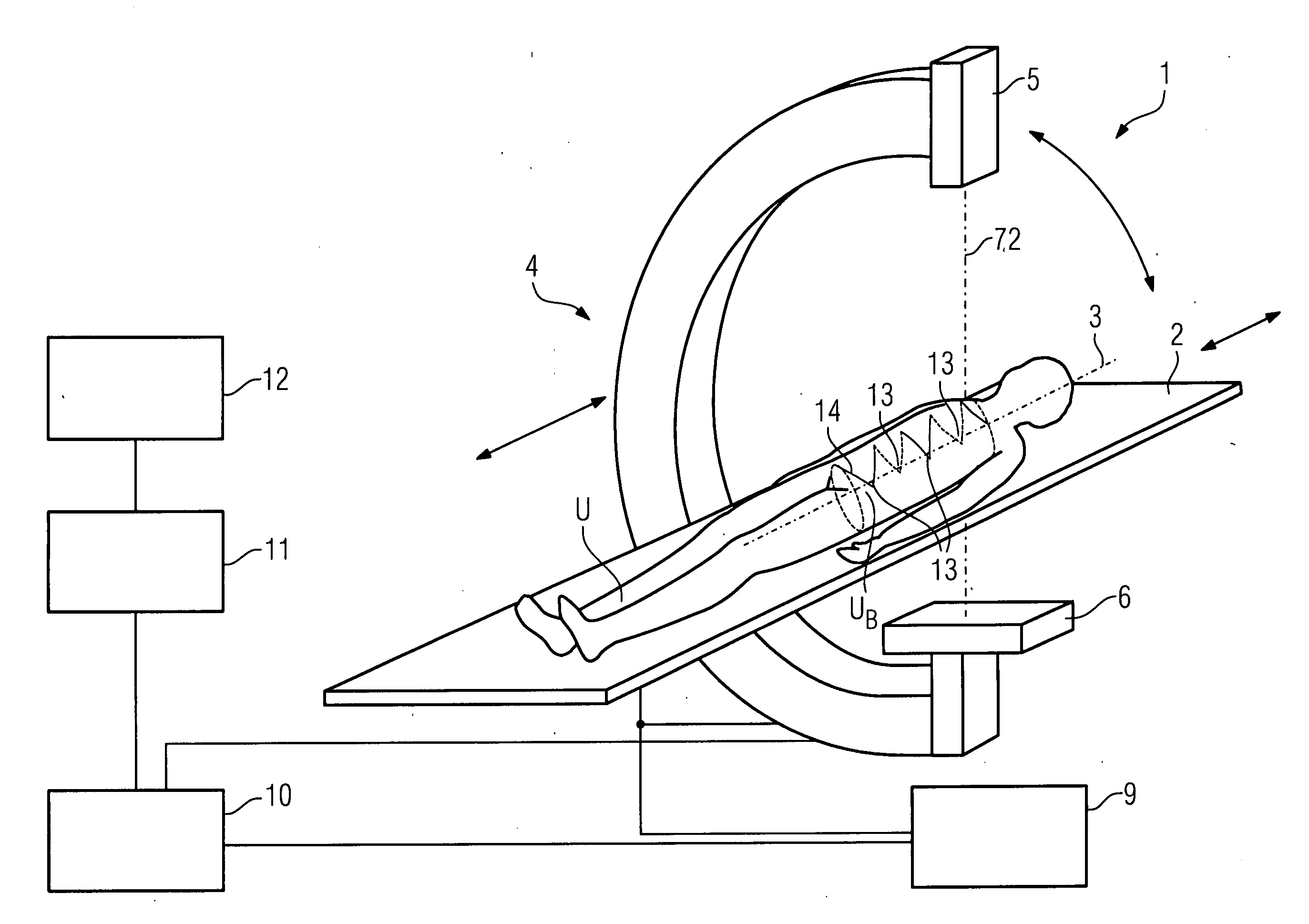 Method and device for spatial presentation of an examination area of an object under examination