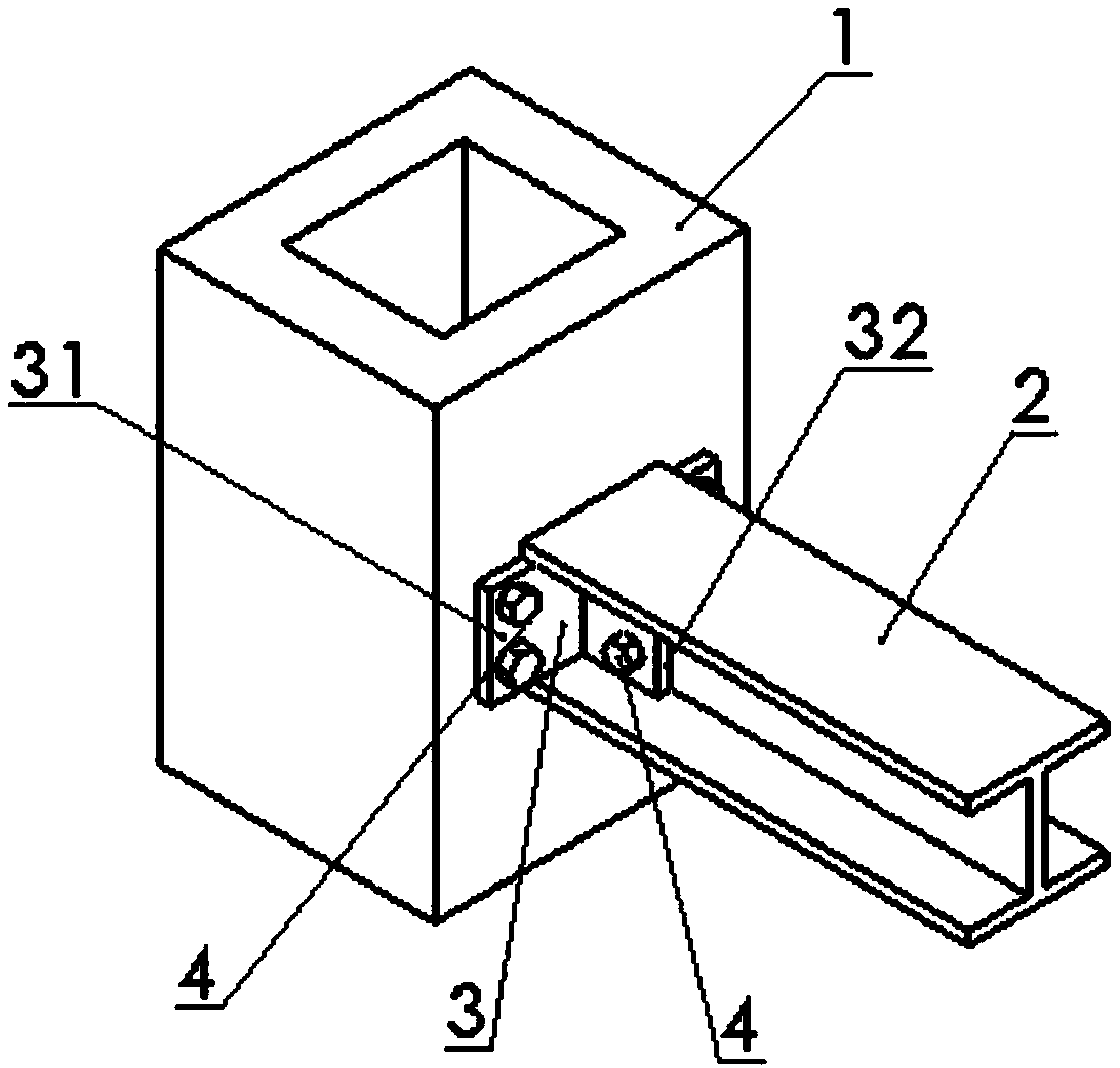 Connection structure of H-shaped steel and concrete rectangular steel column