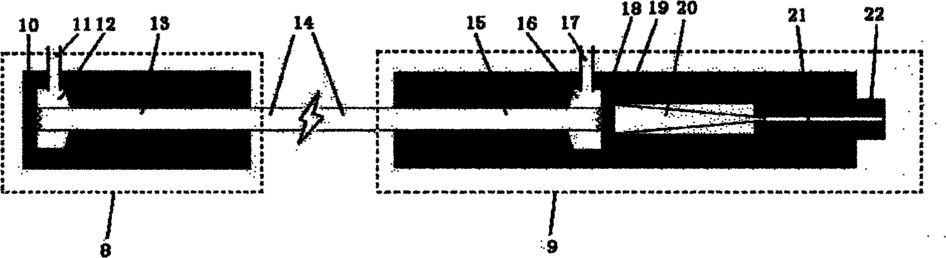 Gas-sensitive absorption device based on hollow optical fibre