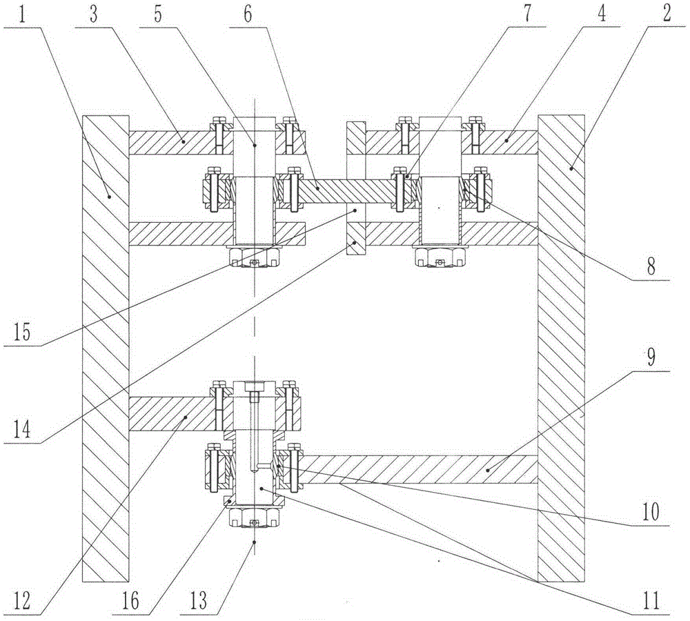 Front-rear-rack hinge-connecting device for small-sized wheel type loading machine