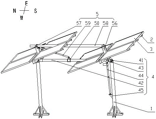 Two-dimensional solar tracking flat-panel photovoltaic power generation device