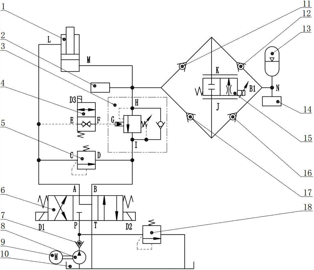 Engineering machinery movable arm potential energy variable amplitude energy recovery device