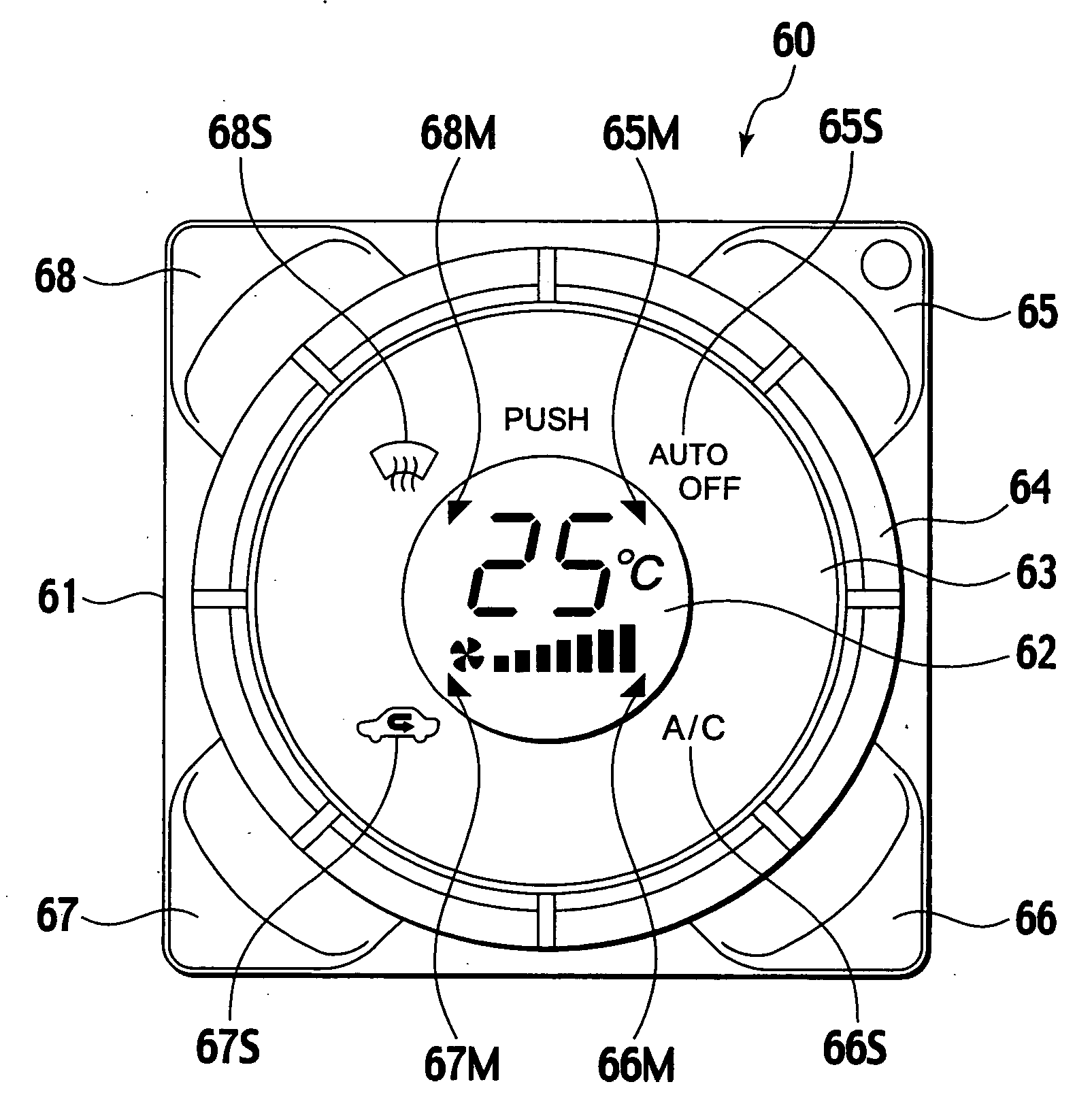 Control panel for vehicle air conditioner