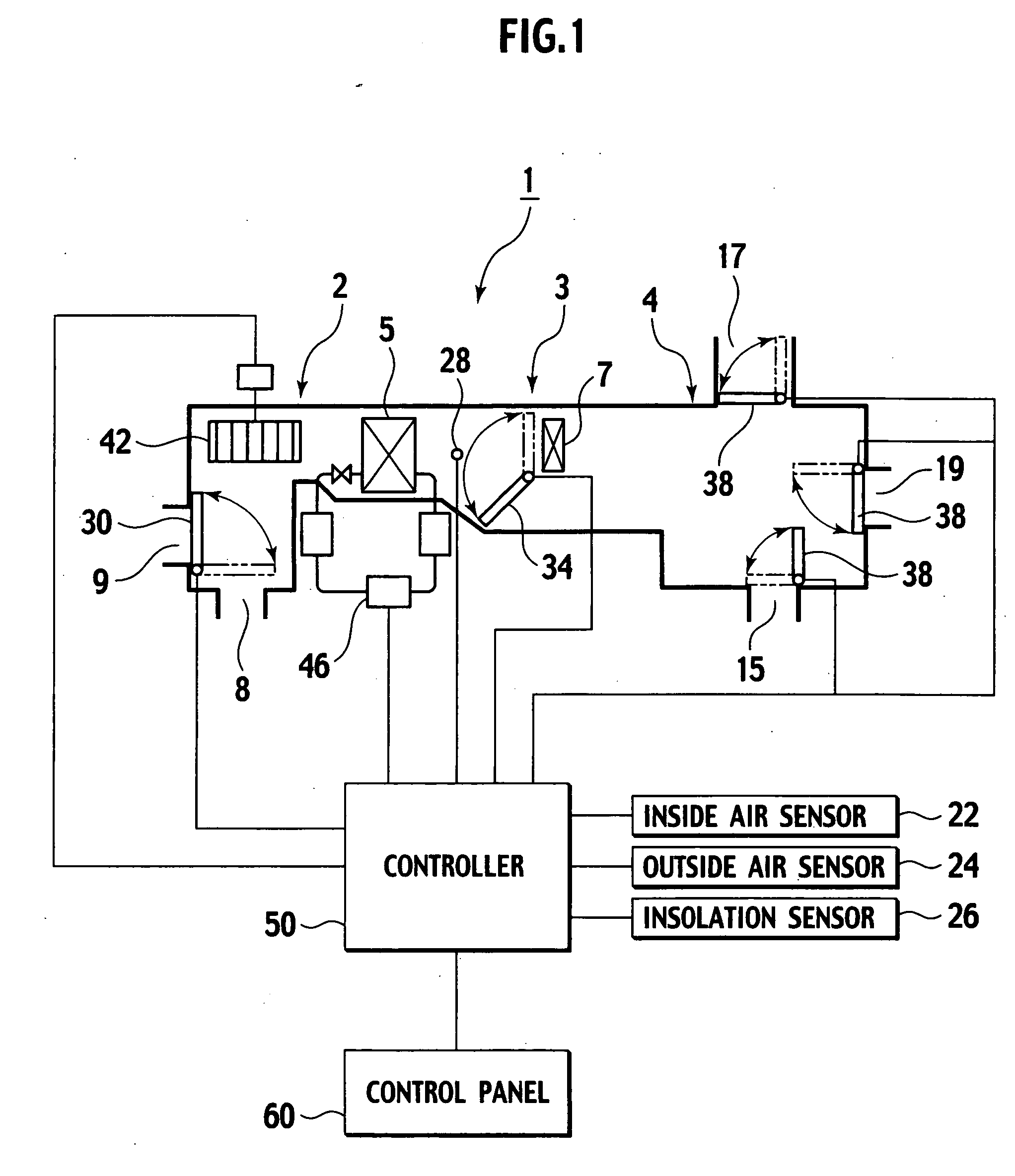 Control panel for vehicle air conditioner