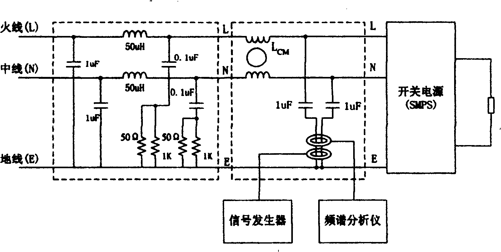 Device and method for measuring internal impedance of noise source of switch power supply EMI