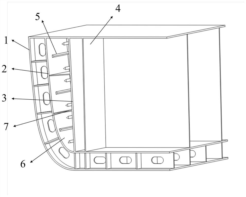 A protective tank structure against high-speed fragments of underwater explosions