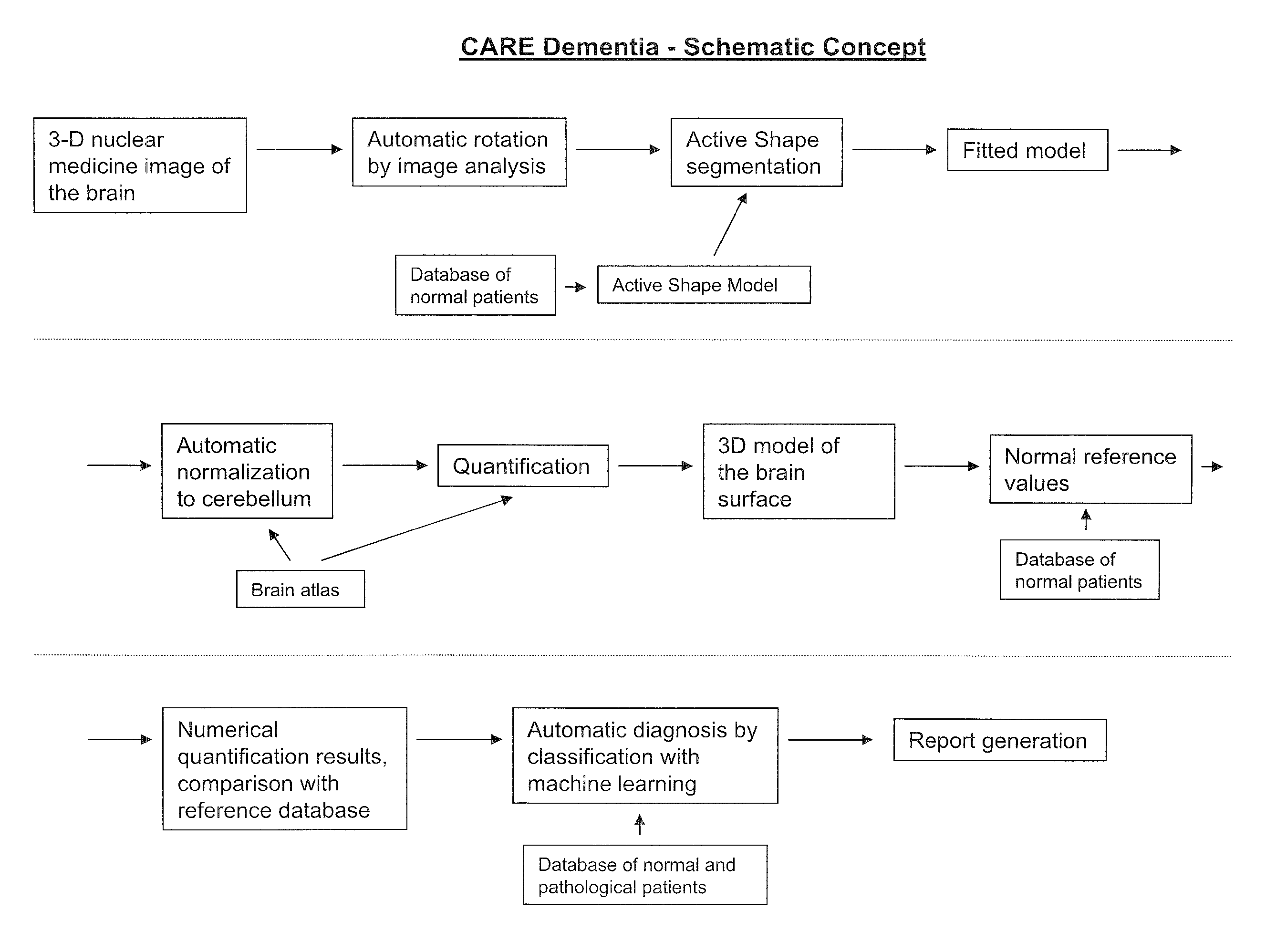 Automatic interpretation of 3-D medicine images of the brain and methods for producing intermediate results