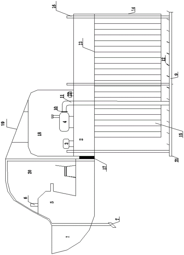 A system and construction method for the treatment and restoration of polluted water bodies with air plowing motor