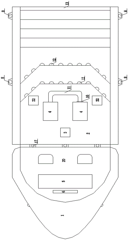 A system and construction method for the treatment and restoration of polluted water bodies with air plowing motor