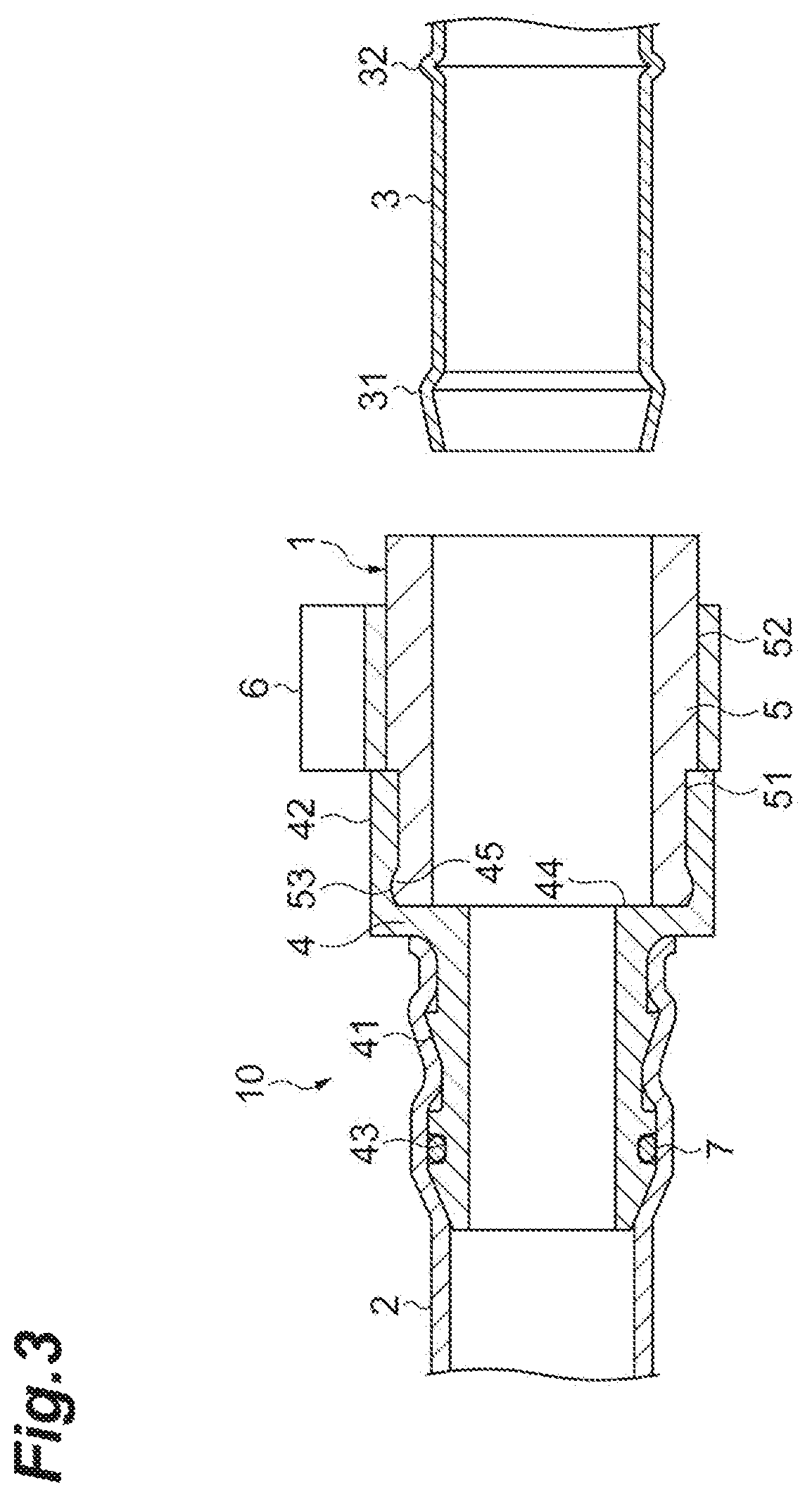 Piping joint and resin tube assembly