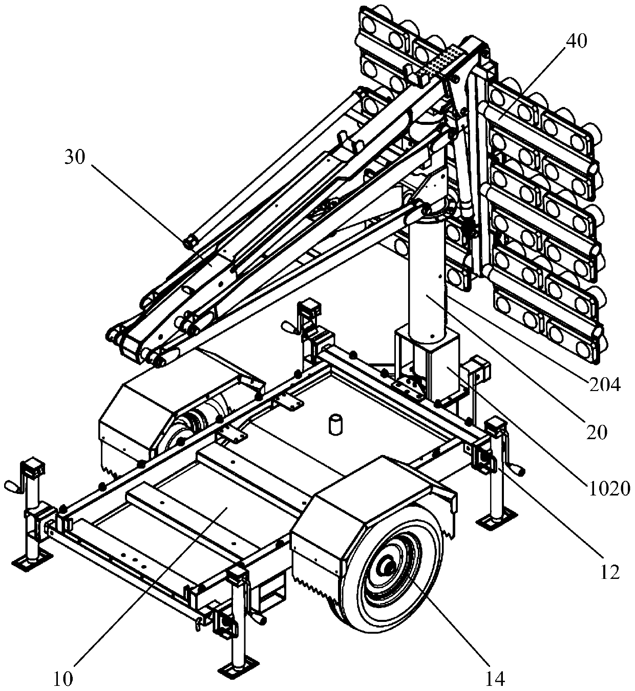 A mobile lamp car with arbitrarily rotatable lighting lamp panel