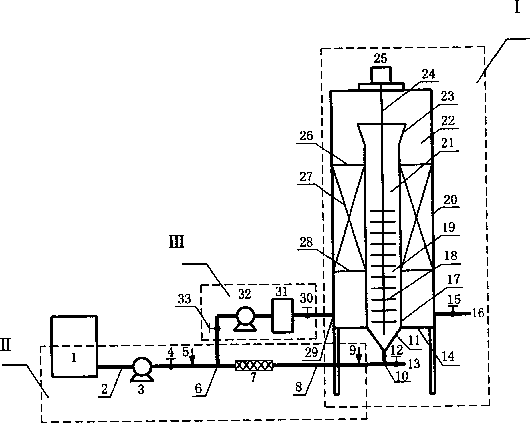 Sewage treatment device with biological granulating fluidized bed