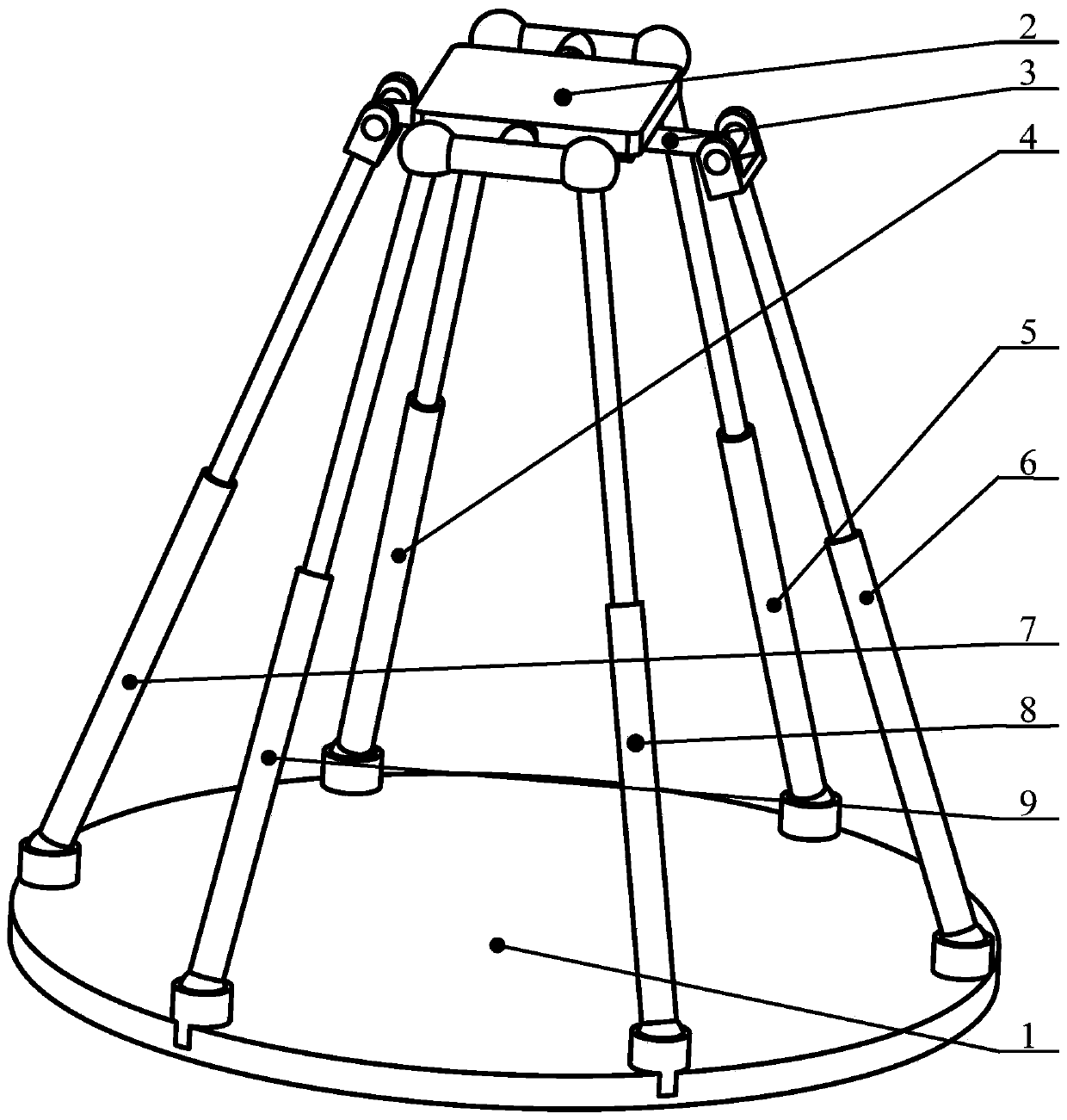 Five-degree-of-freedom redundant driving parallel mechanism with large turning angle