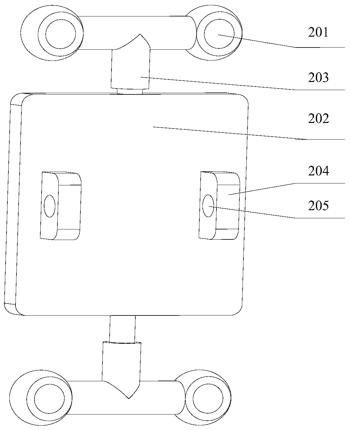 Five-degree-of-freedom redundant driving parallel mechanism with large turning angle