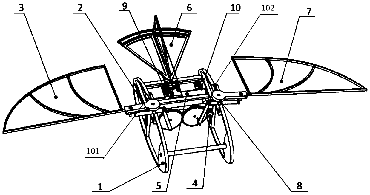 Passive-torsion sweeping-type three-degree-of-freedom micro flapping wing air vehicle