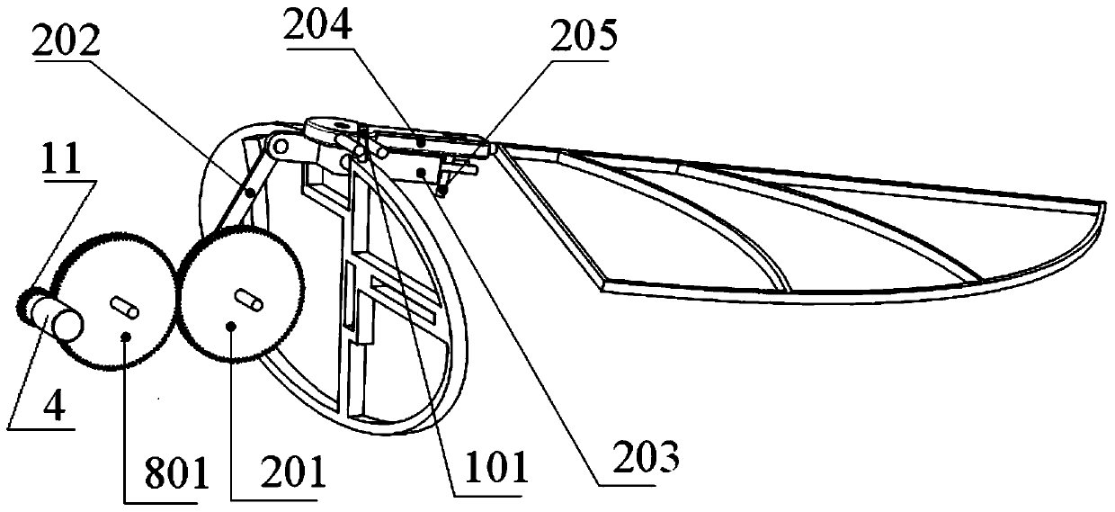 Passive-torsion sweeping-type three-degree-of-freedom micro flapping wing air vehicle