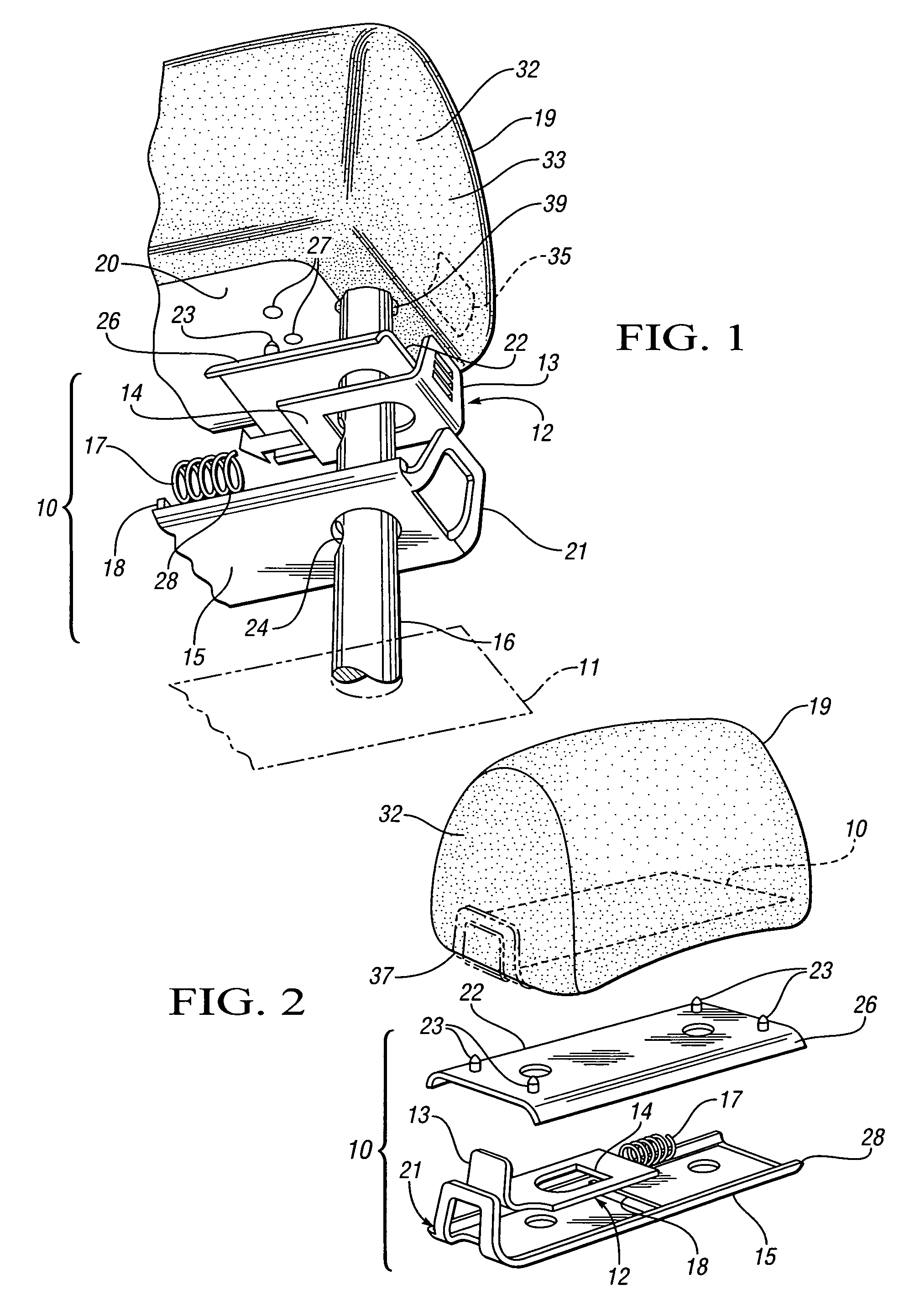 Head restraint adjustment and trim closeout apparatus and method