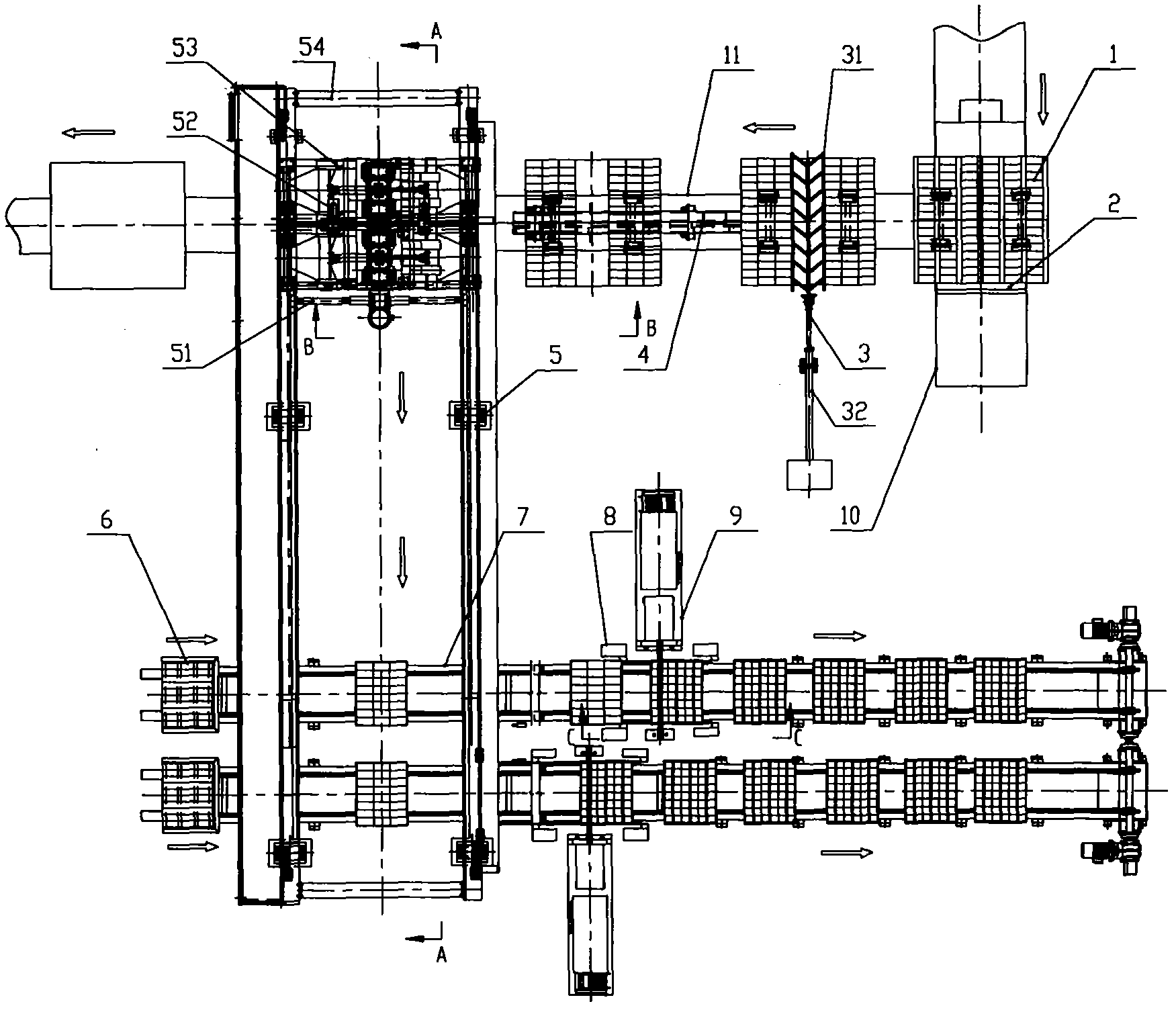 Brick pile packaging method and brick pile packaging production line