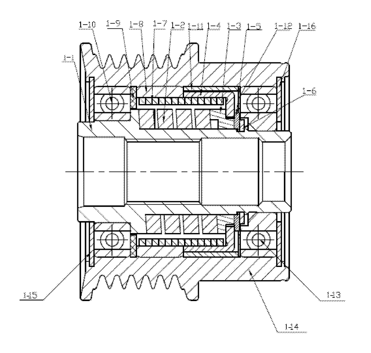 Unidirectional coupling damping pulley