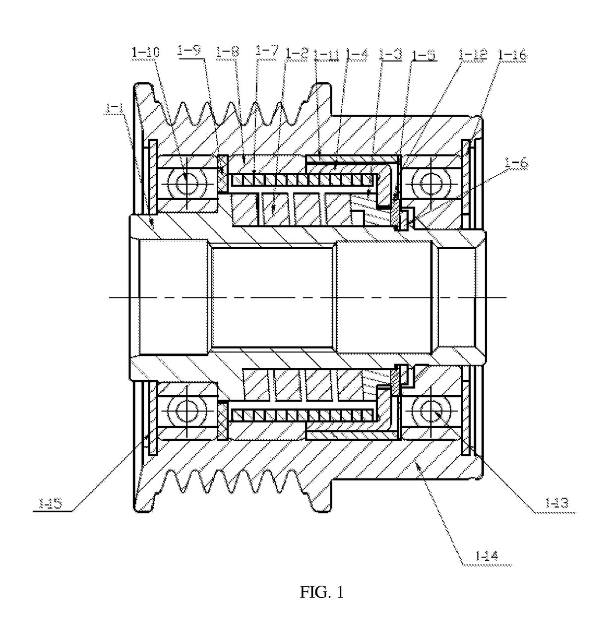 Unidirectional coupling damping pulley