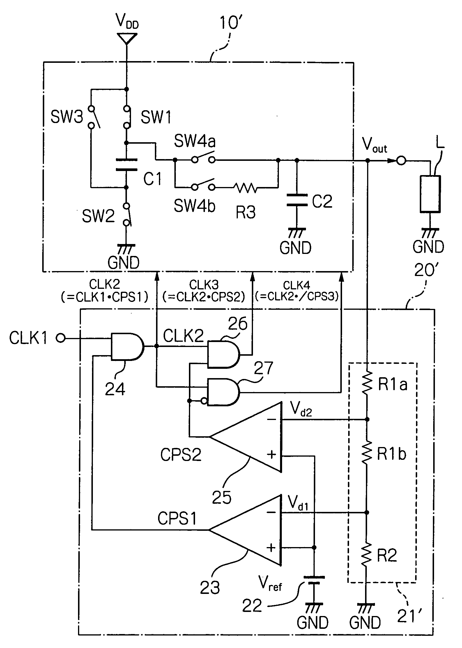 Power supply apparatus including charge-pump type step-up circuit having different discharging time constants