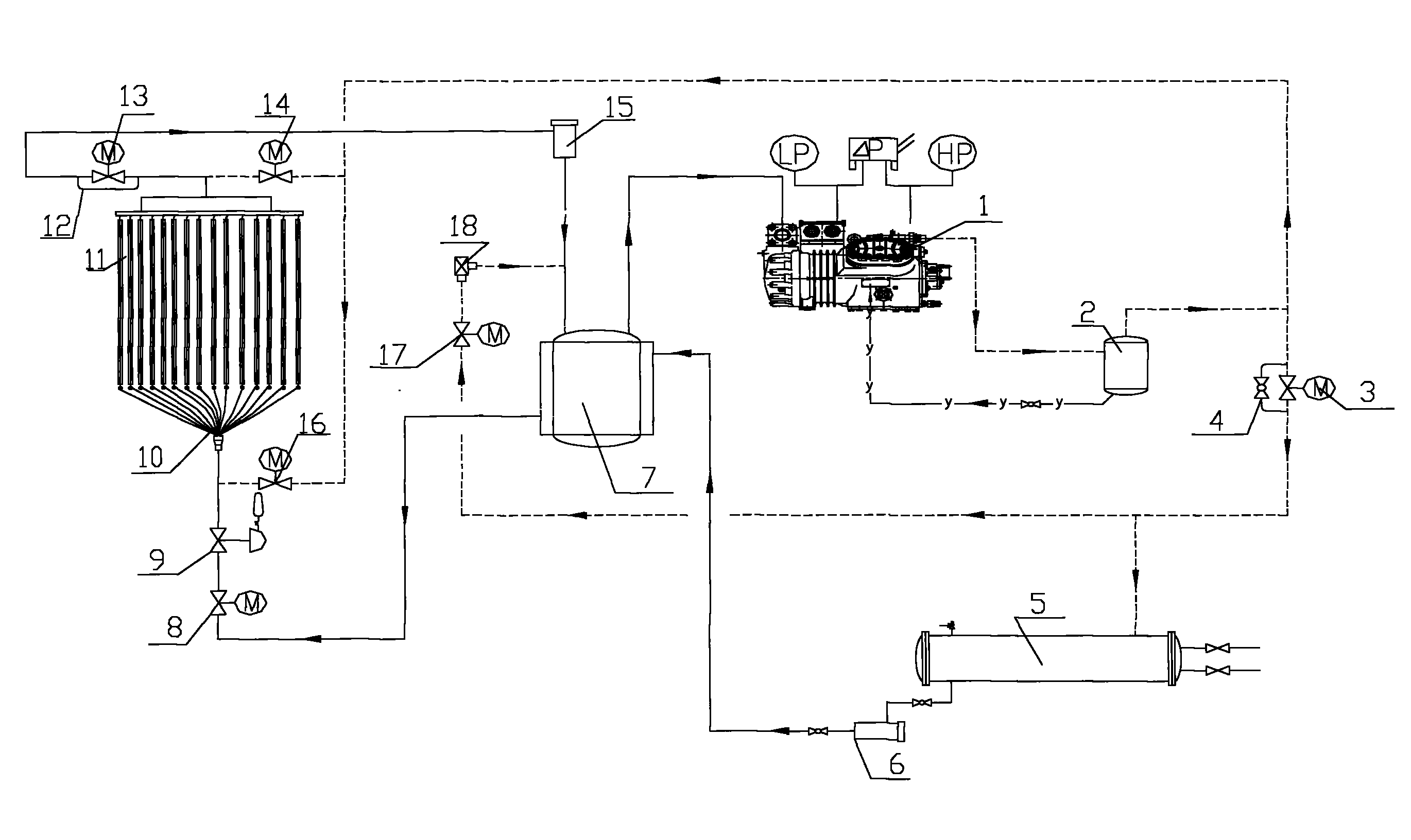 Hot air deicing refrigeration system of single-plate plate ice machine