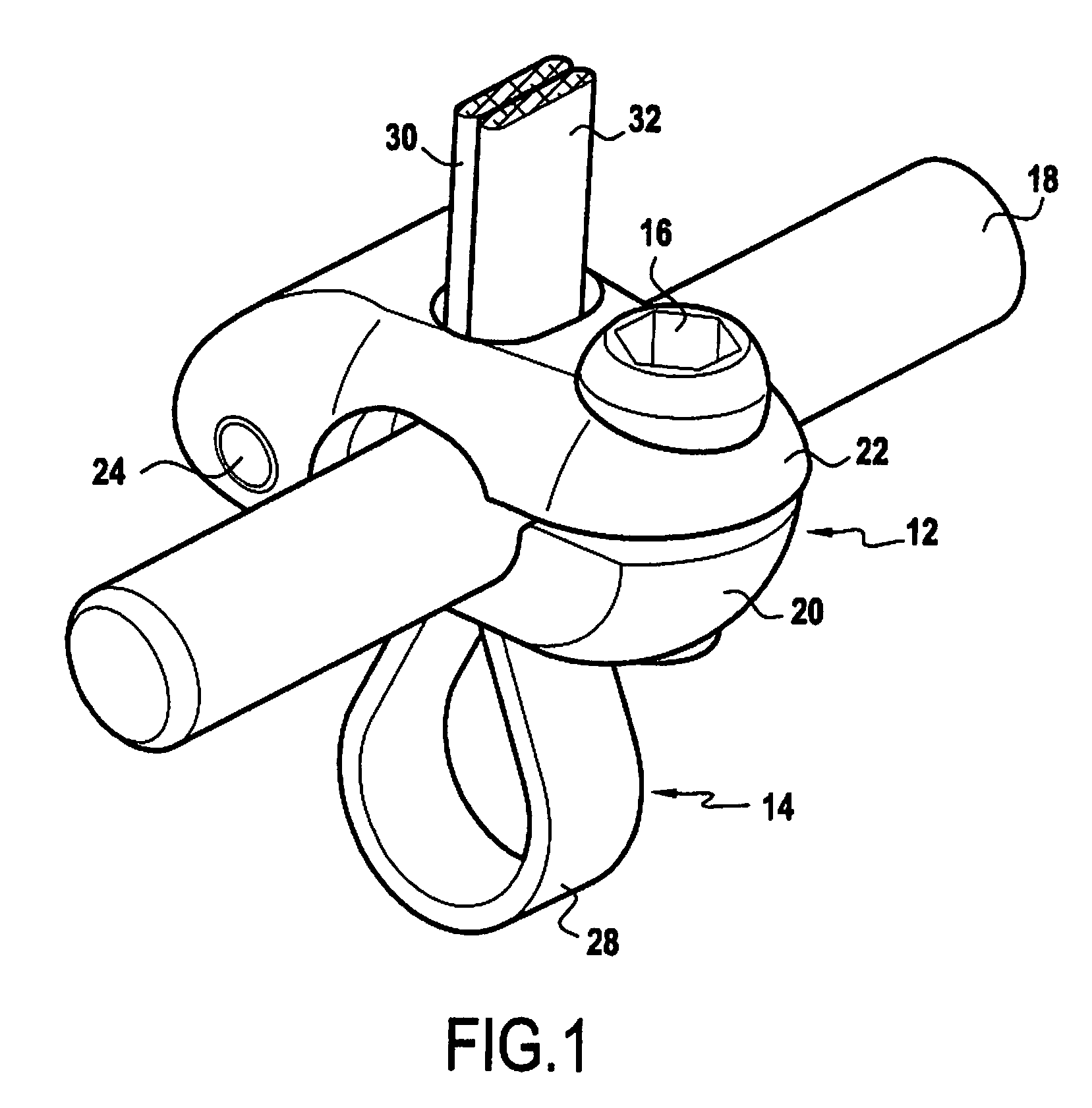 Instrument for tensioning a flexible tie