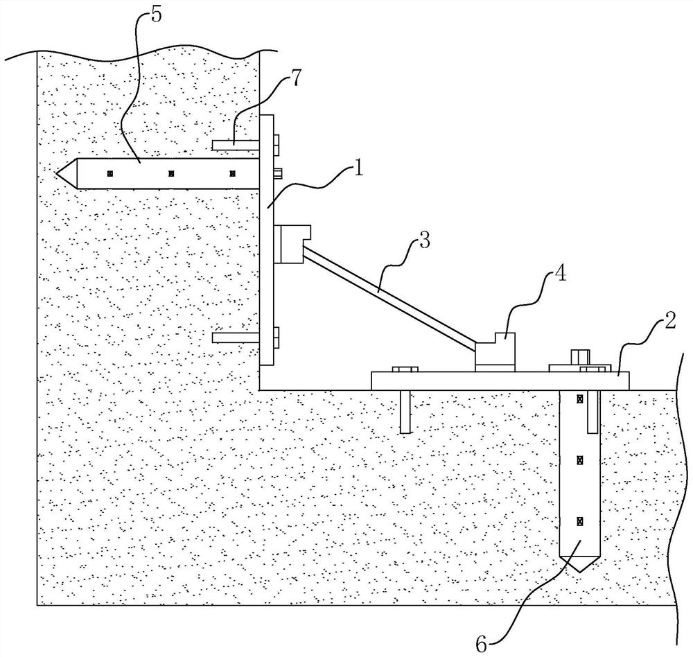 A deep foundation pit support structure