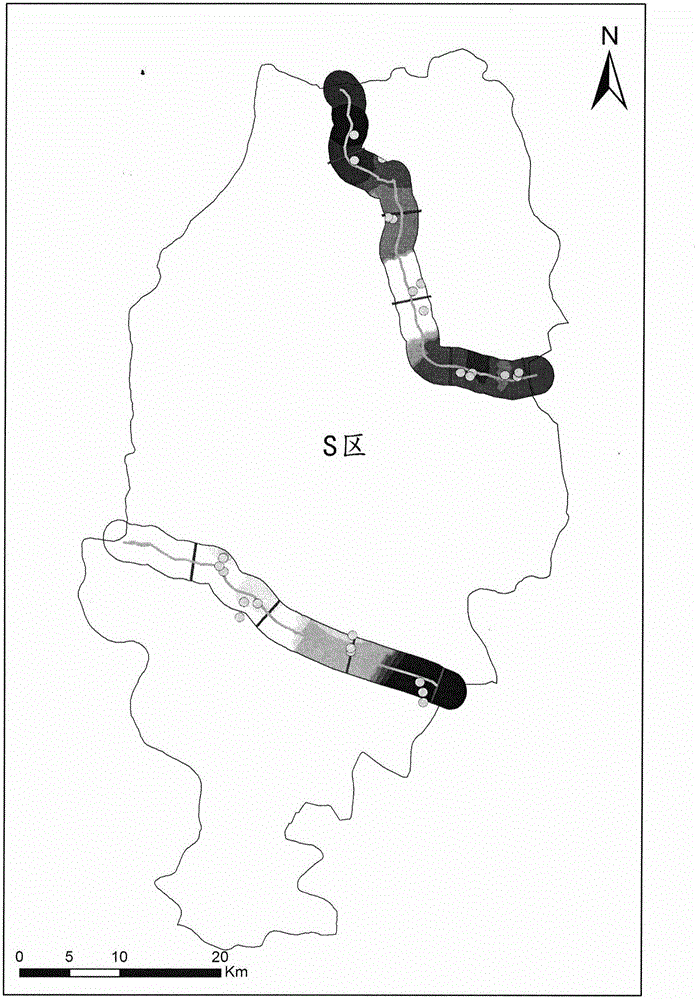 Method for determining population exposure area according to environmental health risk assessment on river pollution specific pollutants and application of method