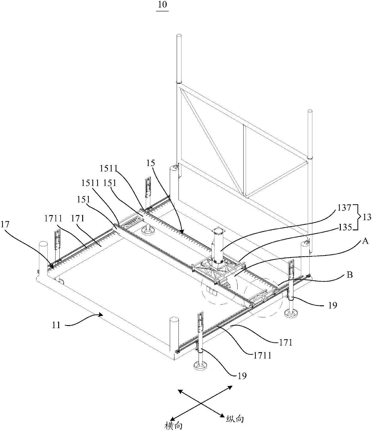 Automatic paving machine system with movable material falling structure and working method thereof