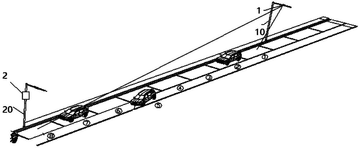 Roadside parking management system based on sensor signal and monitored image between rods