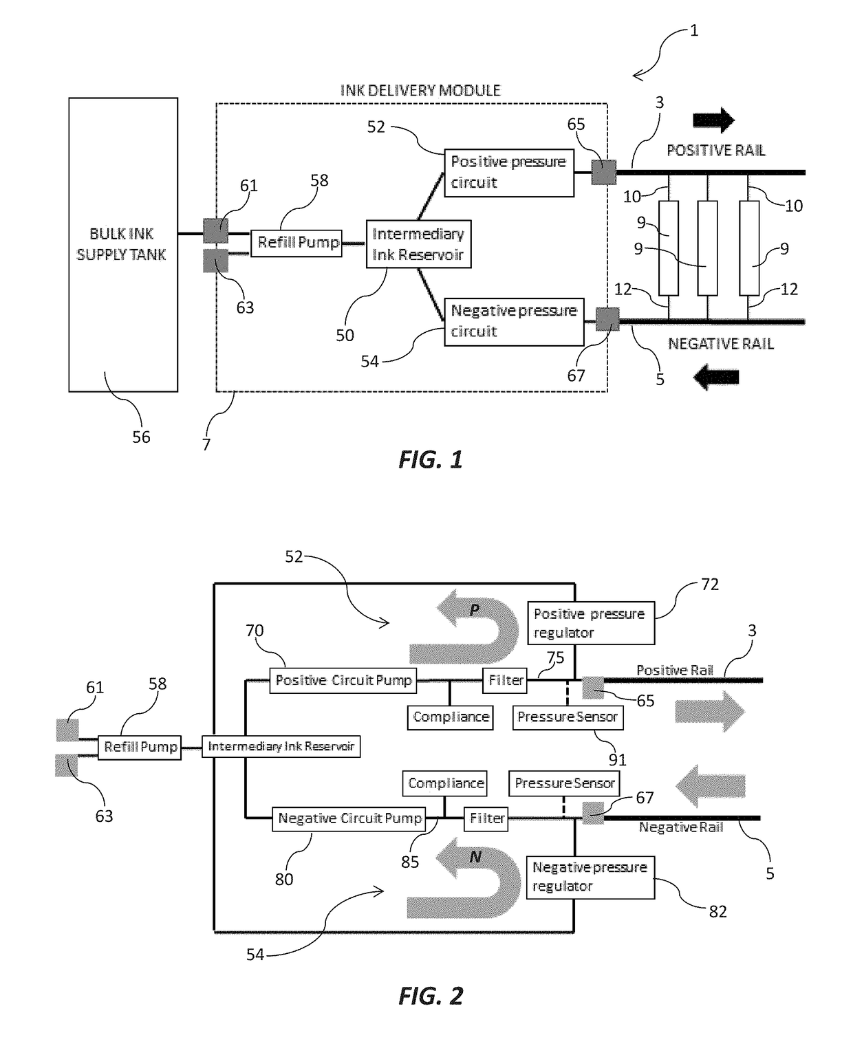 Ink delivery system for supplying ink to multiple printheads at constant pressure