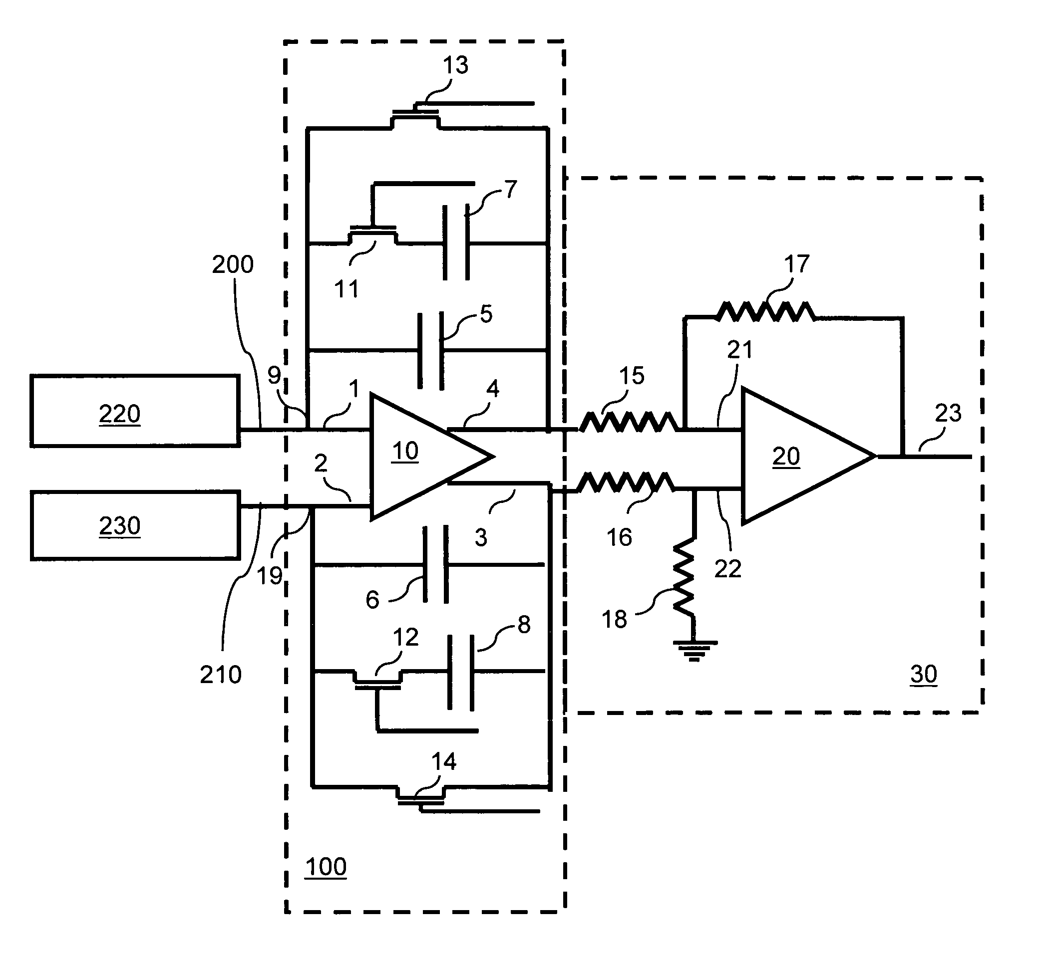 Differential transimpedance amplifier circuit for correlated differential amplification