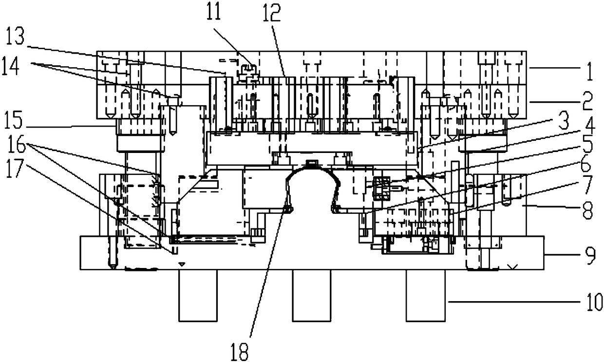 Shaping die for automobile exhaust system shell product