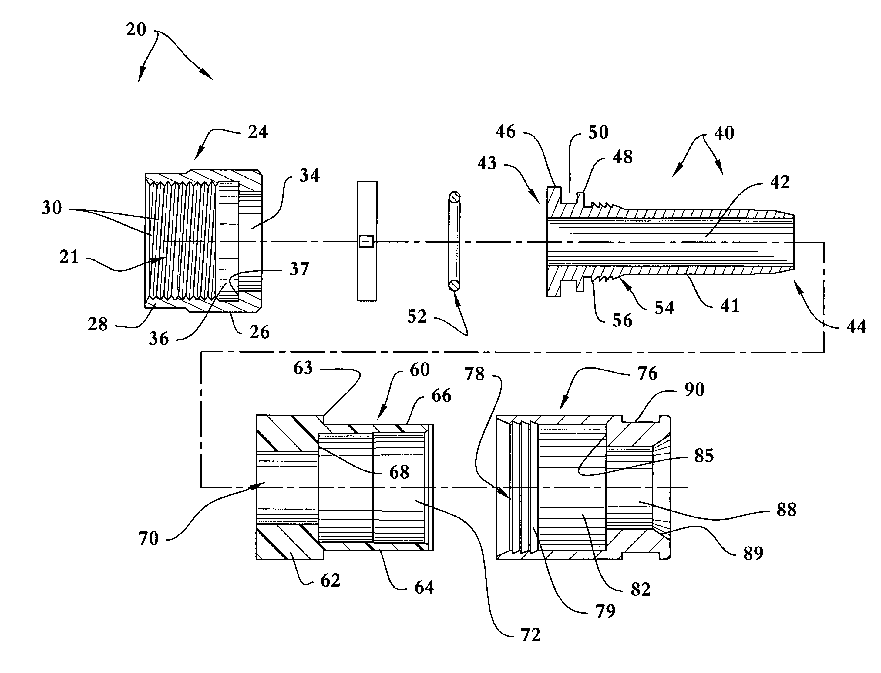 Coaxial connector grounding inserts