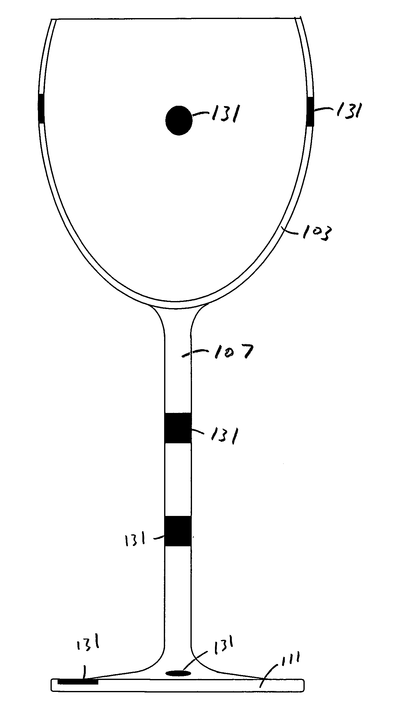 Drinking glass with a removable magnetic marker