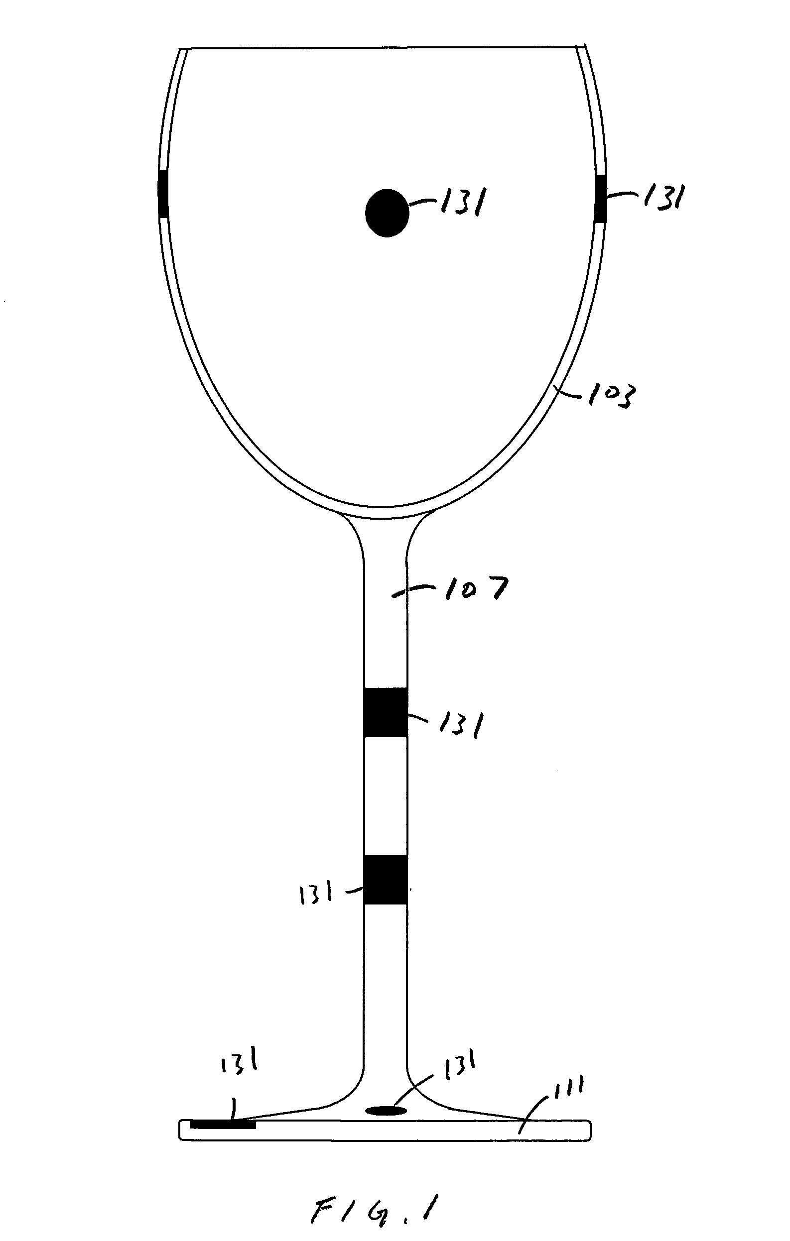 Drinking glass with a removable magnetic marker