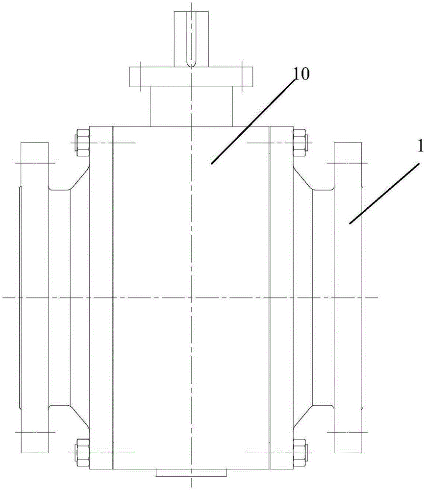 Elastic hard-sealing three-section forged steel fixing ball valve