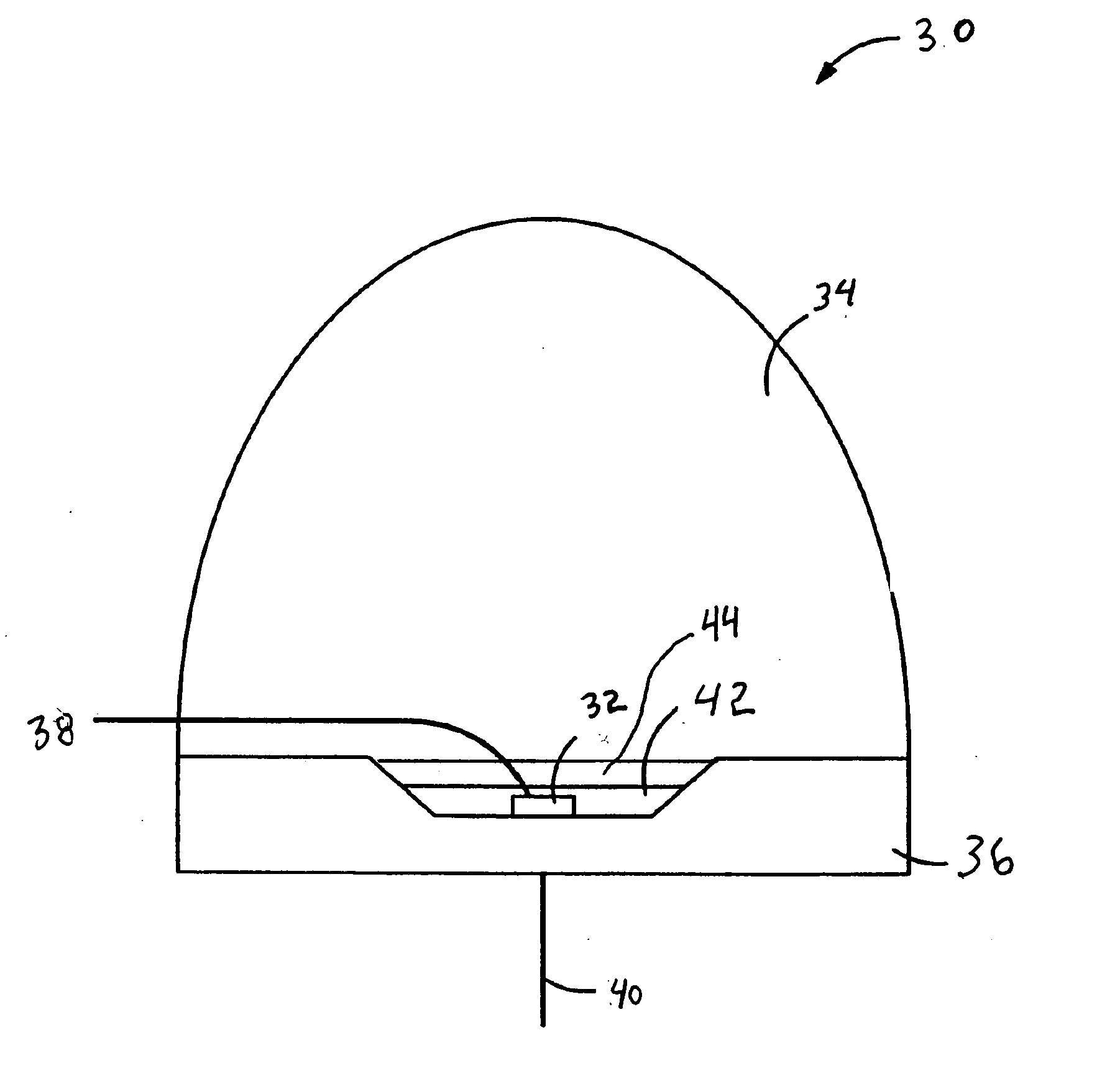 LED illumination device with layered phosphor pattern