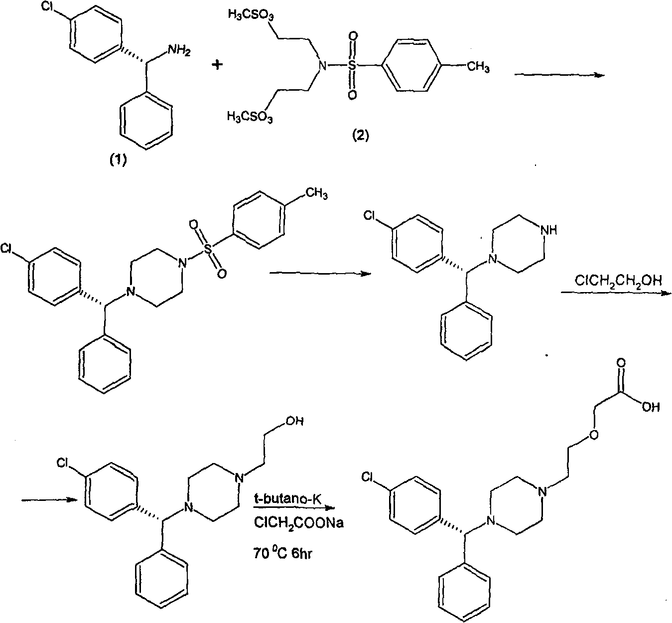 Synthesis method for levorotatory citirizine dihydrochloride