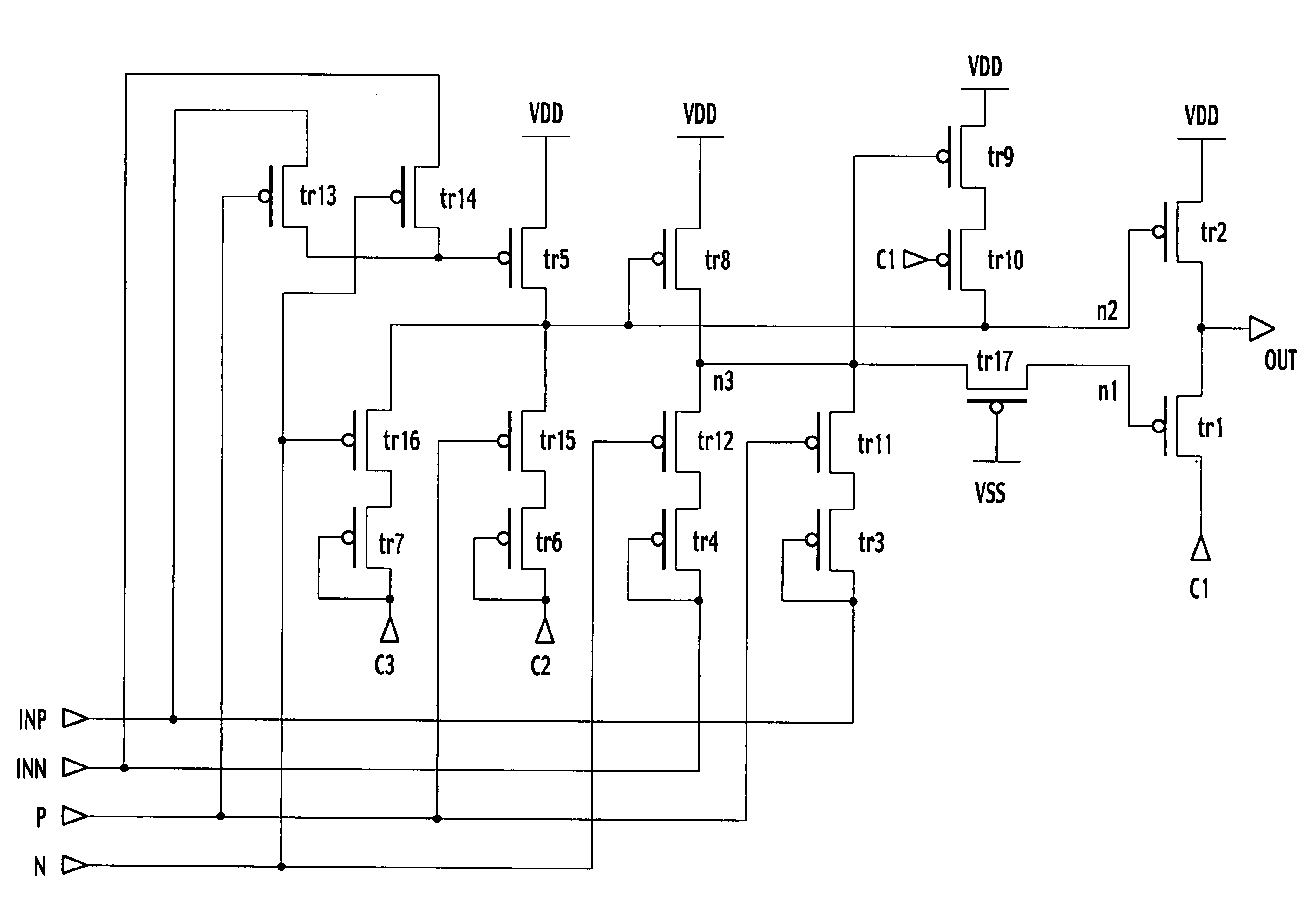 Bidirectional shift register shifting pulse in both forward and backward directions