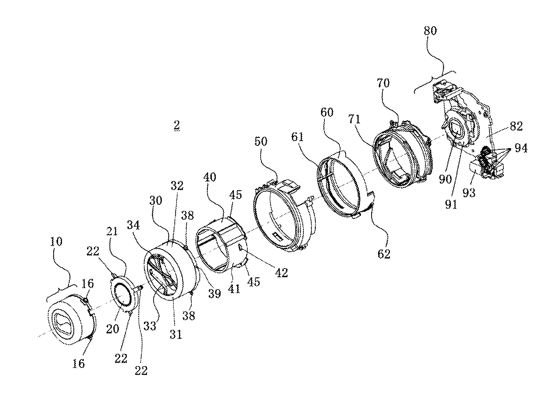 Retractable lens barrel unit